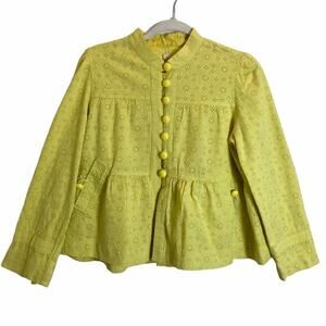 Anthropologie Lace Eyelet  Flounce Summer Jacket L